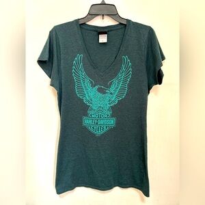 Harley-Davidson of Korea Women’s V-Neck Graphic T- Shirt Size Large